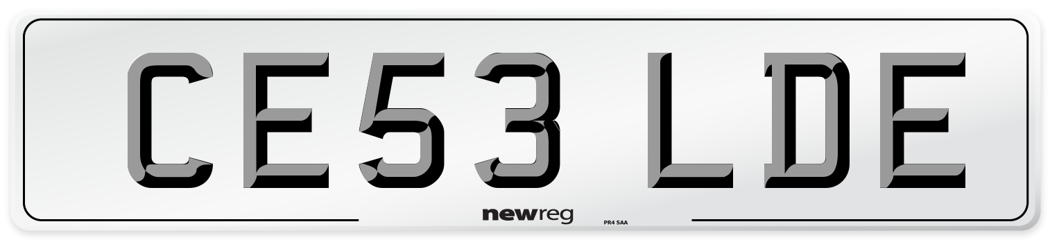 CE53 LDE Number Plate from New Reg